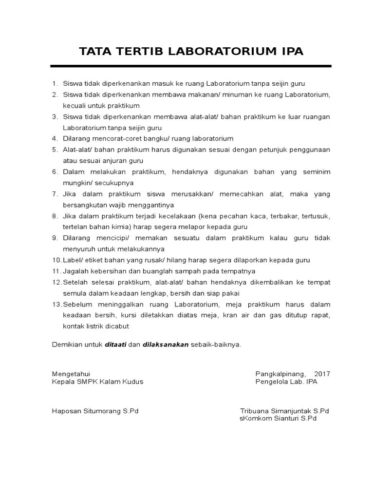 Tata Tertib Lab Ipa Siswa | PDF