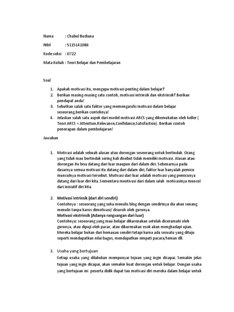 TBP Soal Dan Jawaban MOTIVASI | PDF