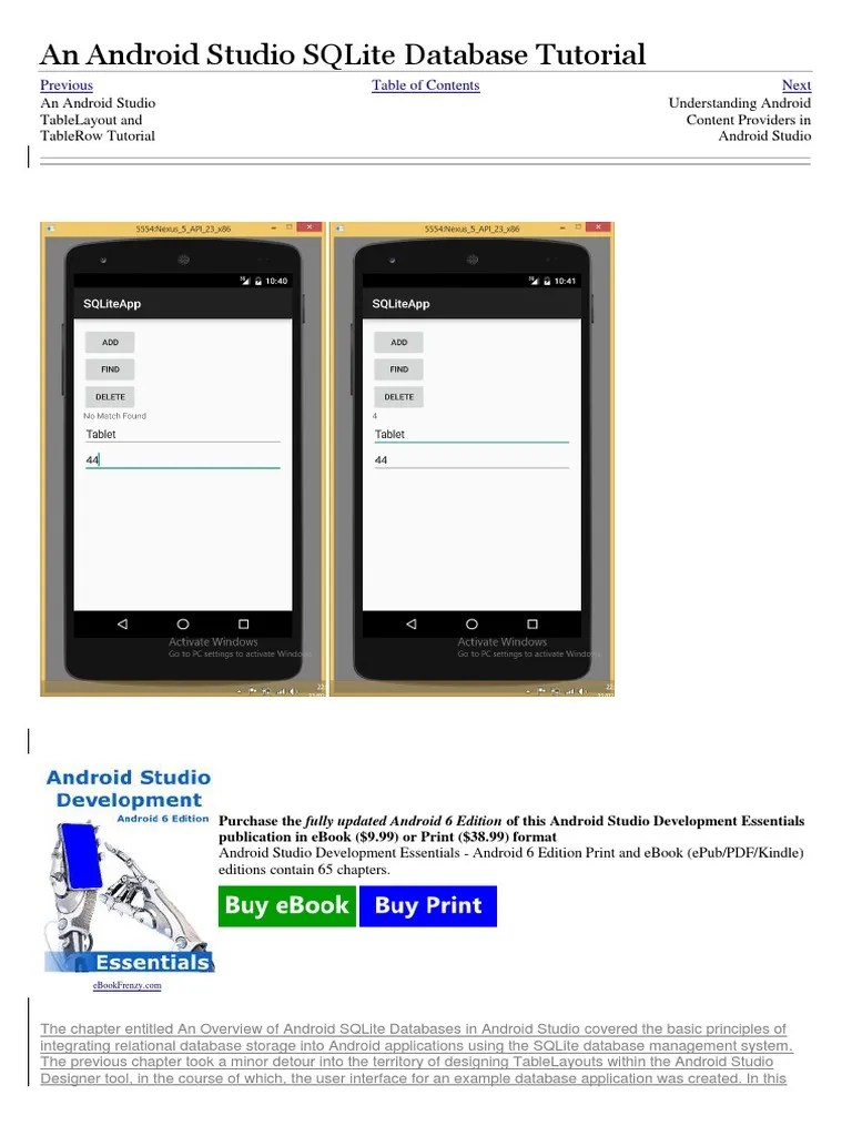 Android Studio y SQLite Database Tutorial Method