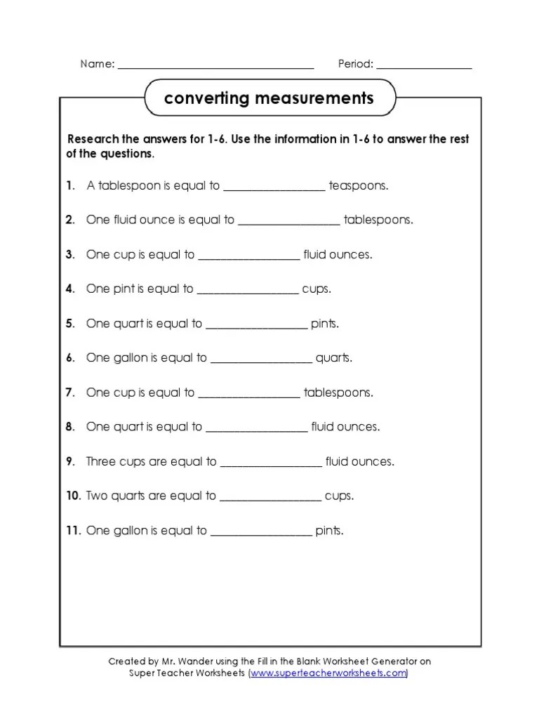 Converting Measurements PDF