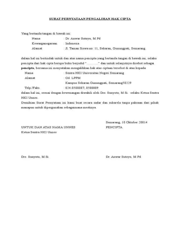 Surat Pernyataan Pengalihan HAK CIPTA (1)