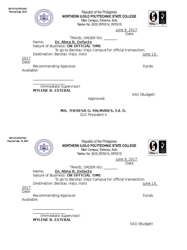 Travel Order New Business