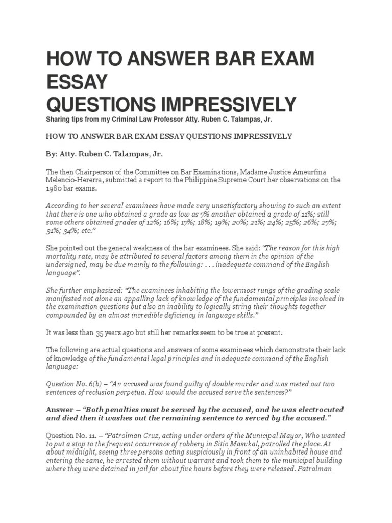 How to Answer Bar Exam Essay Questions Supreme Courts Jurisprudence