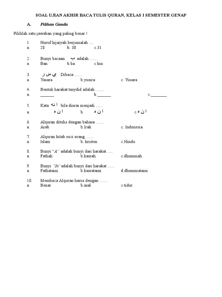 Soal Uas Plh Kelas 2 Sd Semester 1 Kurikulum 2013 Dapatkan Data
