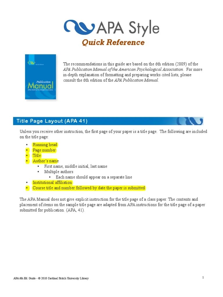 Apa Style Guide Digital Object Identifier Thesis