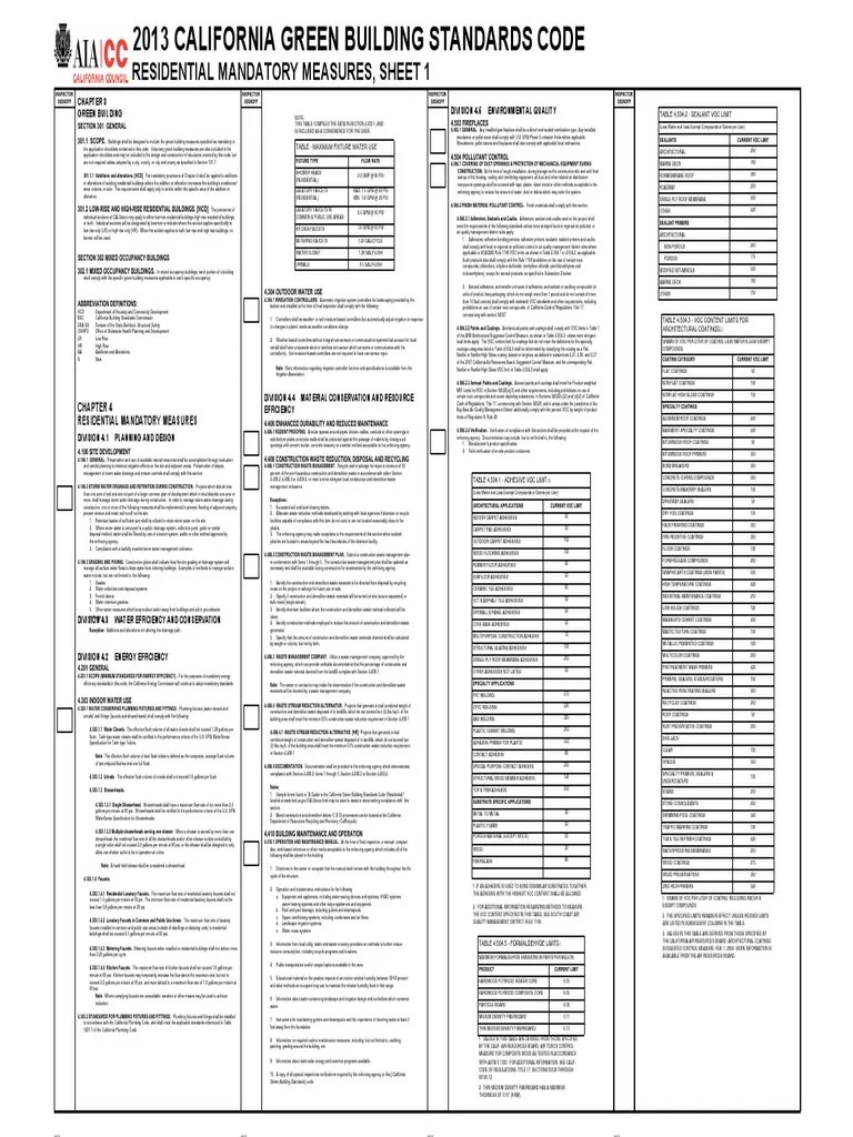 California Green Building Standards Code Residential