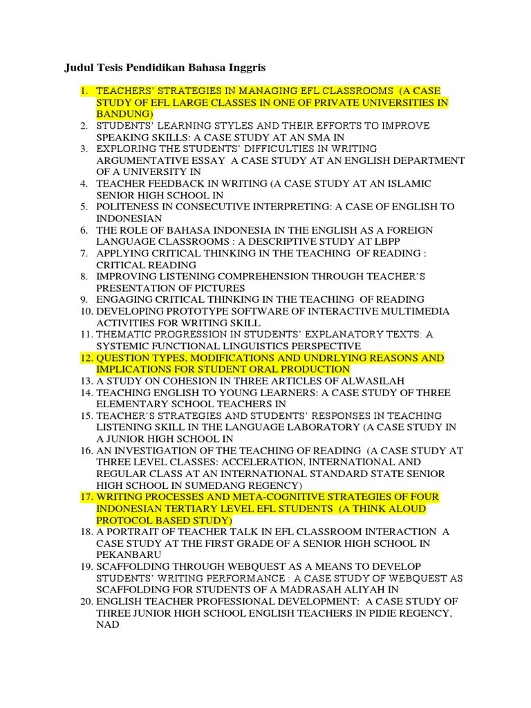Contoh Tesis S2 Pendidikan Bahasa Inggris Pdf - Barisan Contoh