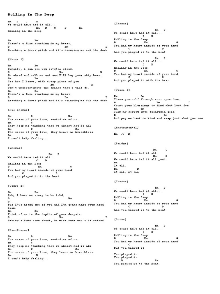 Rolling in the Deep Song Structure Leisure