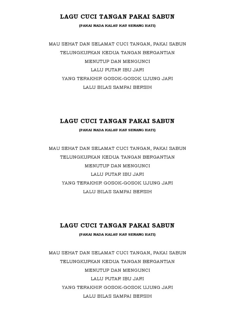 Lirik Lagu Cuci Tangan Pakai Sabun | PDF