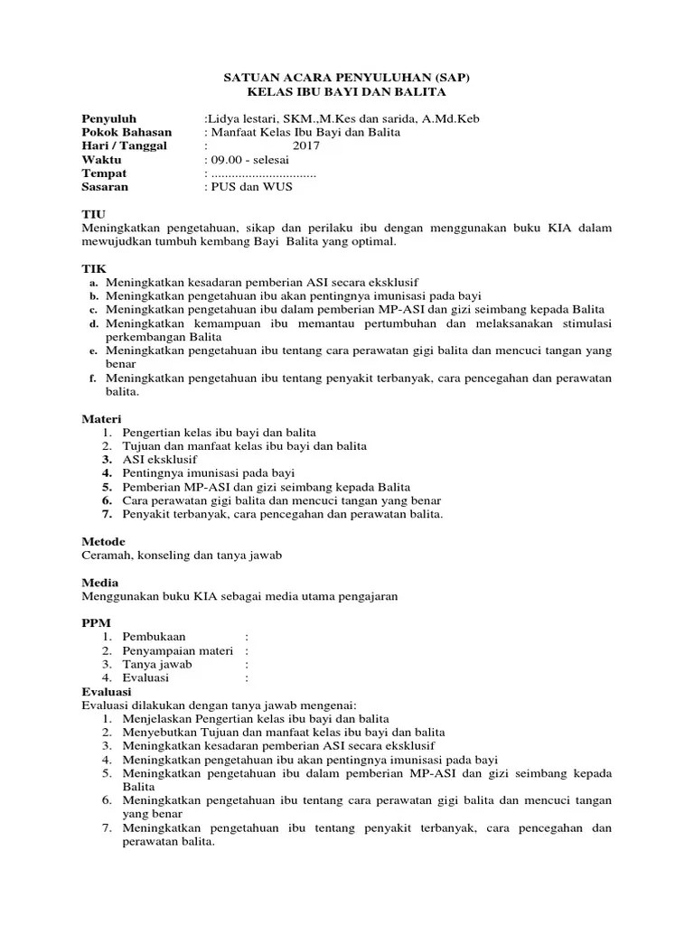 Sap Kelas Ibu Balita | PDF