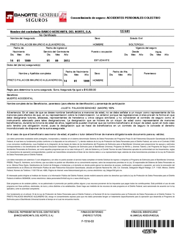 Póliza de Seguro PDF Privacidad de la información Seguro