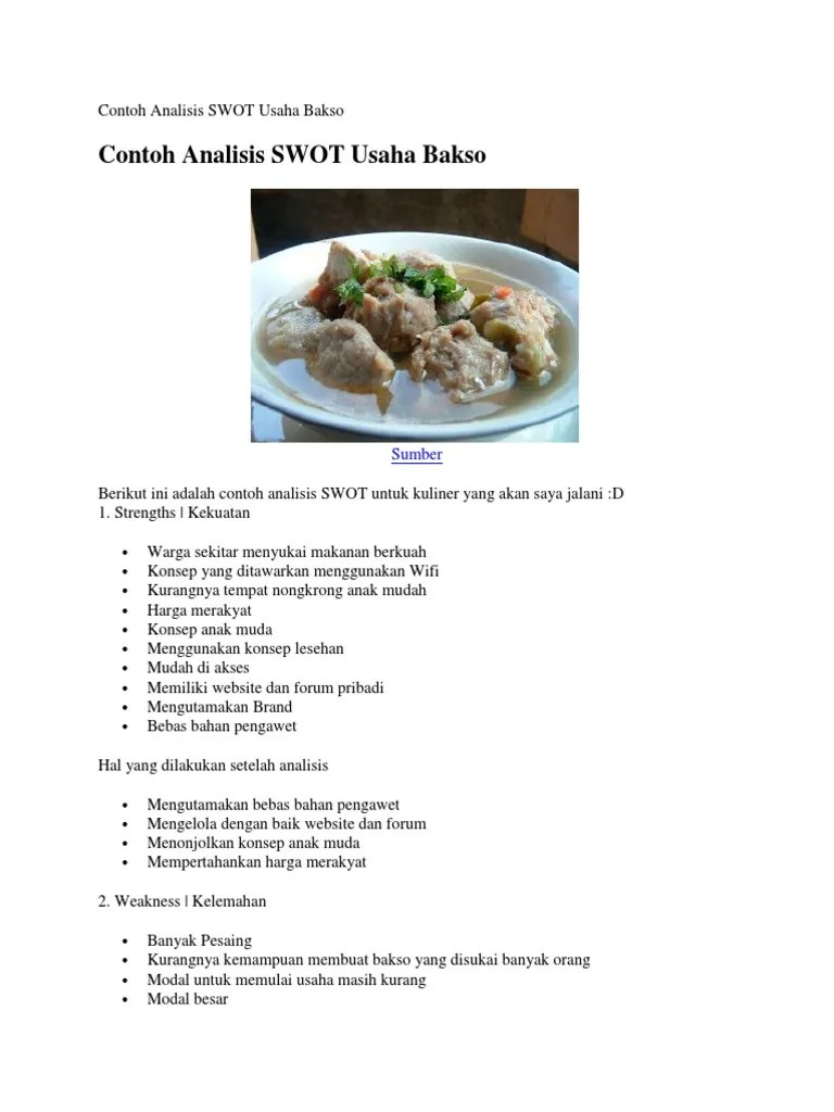 Contoh Analisis Swot Pada Makanan Khas – Beinyu.com