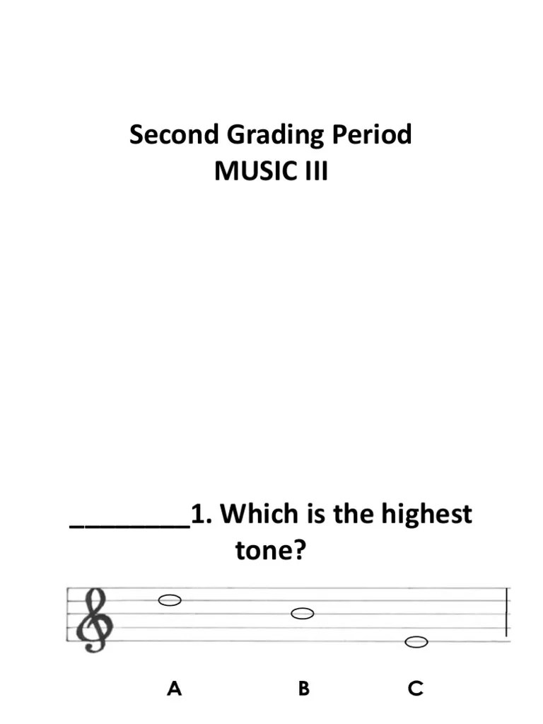 Musical Notation and Identification Quiz Identifying Tones, Repeats