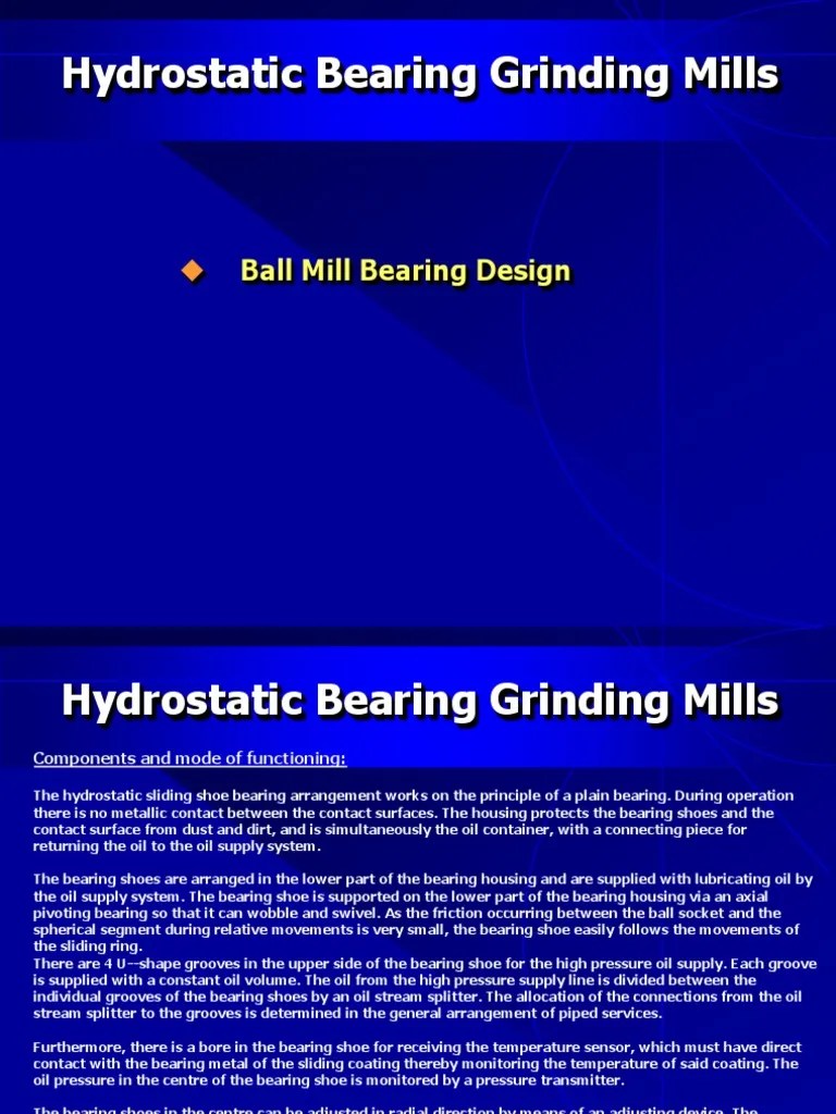 Ball Mill Hydrostatic Slide Shoe Bearing Bearing (Mechanical) Pump