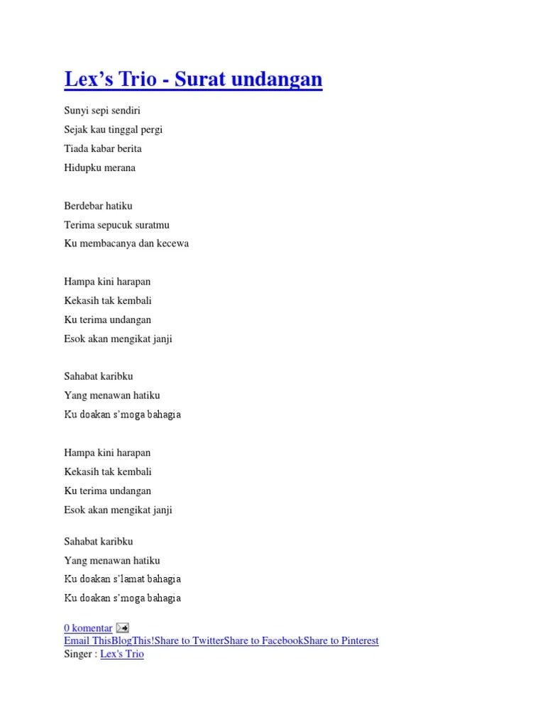 Sunyi Sepi Sendiri Sejak Kau Tinggal Pergi – Nasi