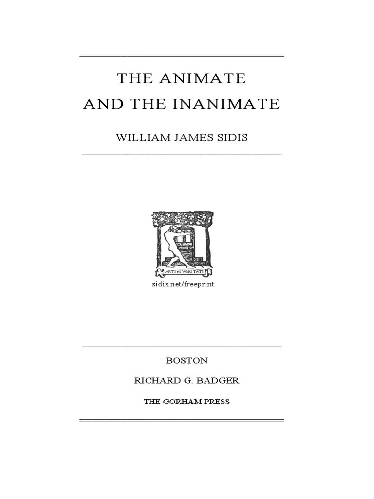 sidis, william, the animate and the inanimate.pdf Second Law Of