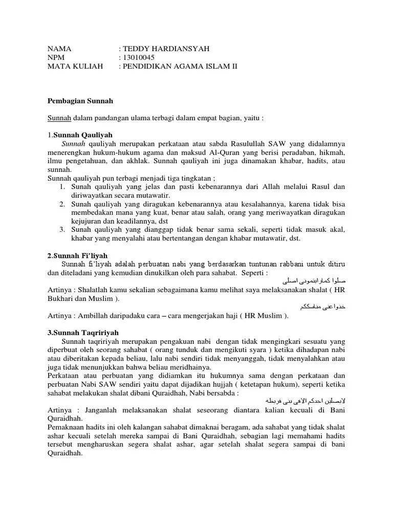 Contoh Hadis Taqririyah Pendek - Nusagates