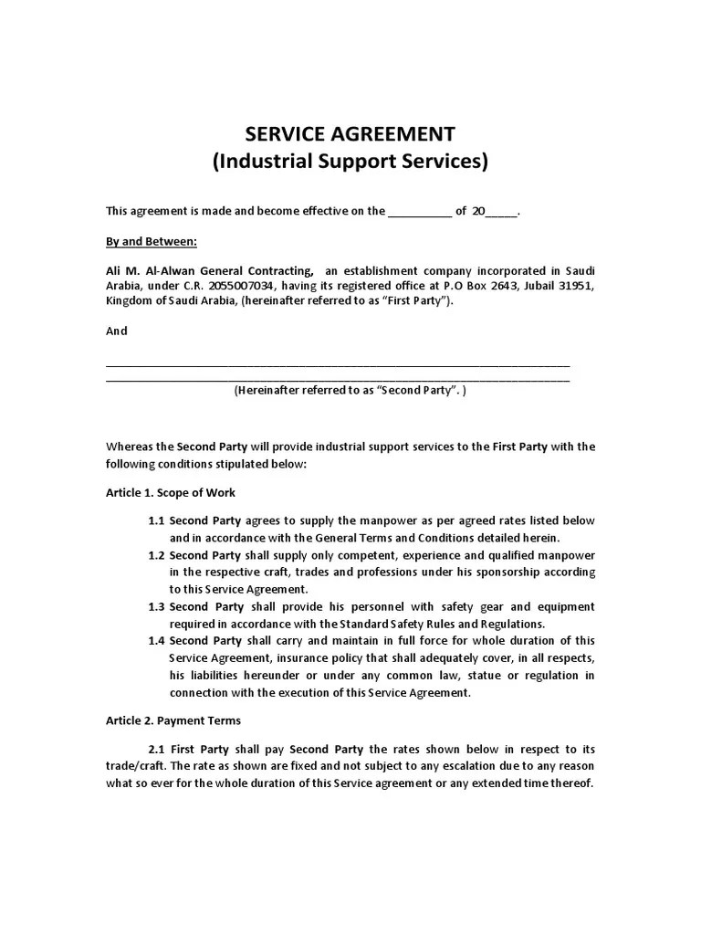 Manpower Agreement Invoice Employment
