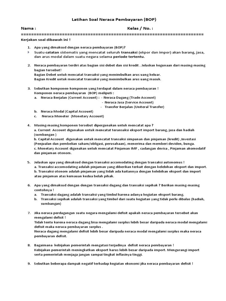 Latihan Soal Neraca Pembayaran | PDF