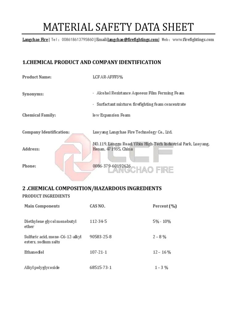ARAFFF 3 MSDS LCF Chemistry Materials