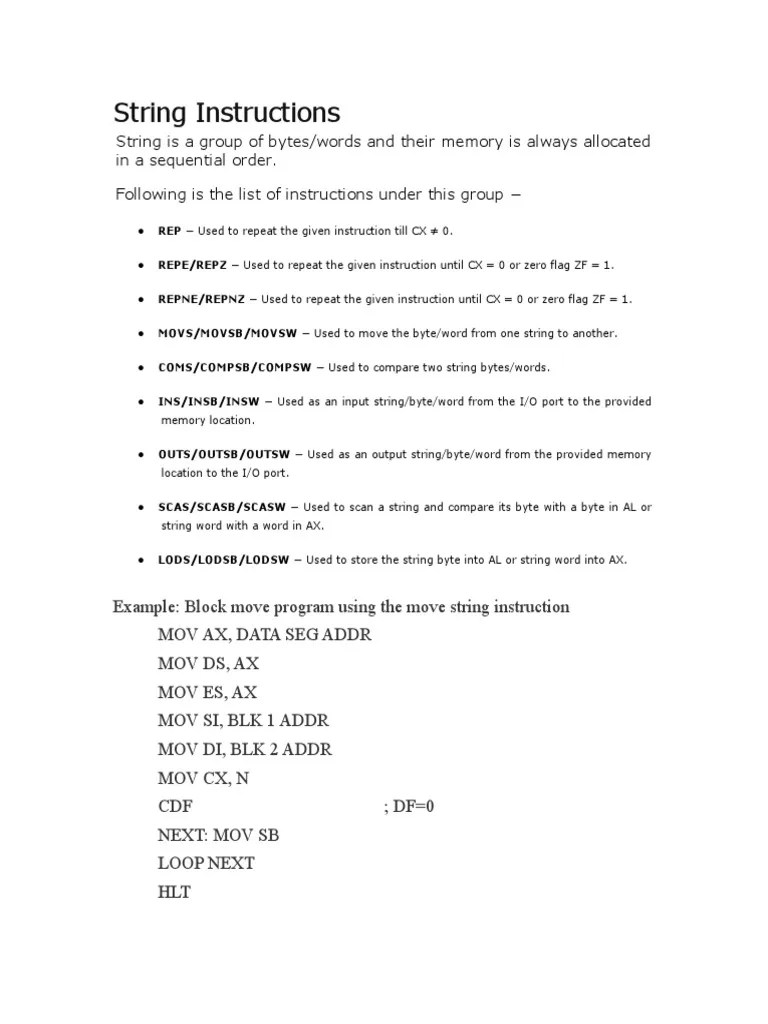 String Instructions PDF String Science) Pointer Programming)