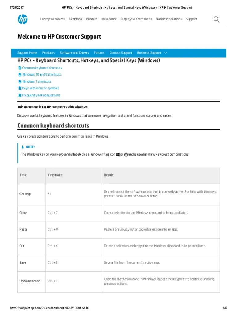HP PCs - Keyboard Shortcuts, Hotkeys, and Special Keys (Windows) _ HP