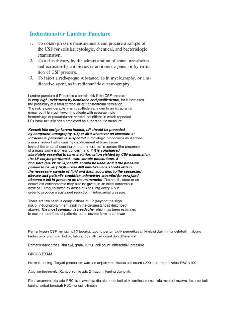 Lumbar Puncture, Notes PDF Medical Specialties Clinical Medicine