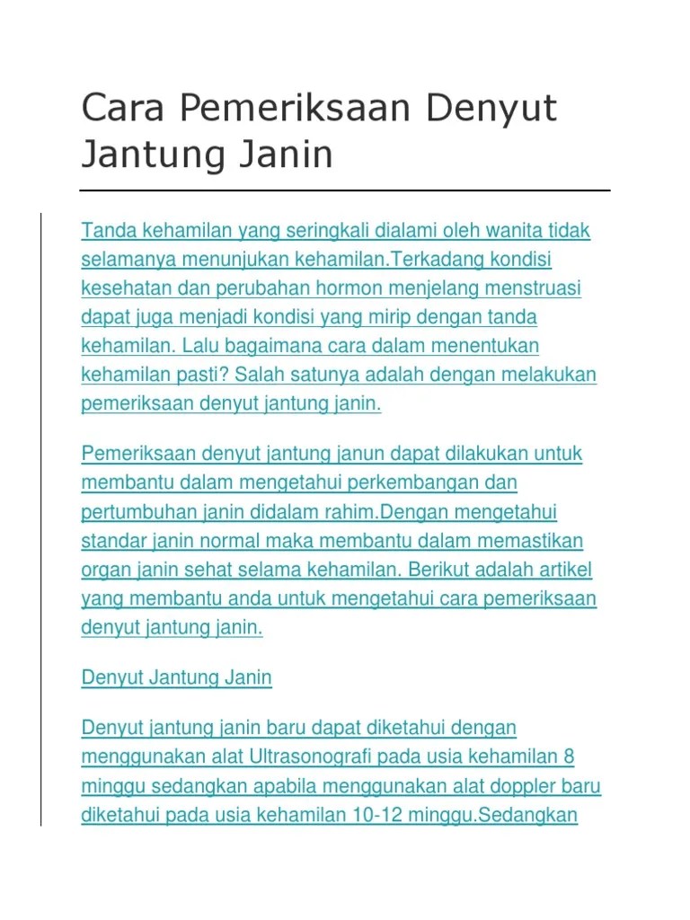 Detak Jantung Janin Normal Sumber Pengetahuan