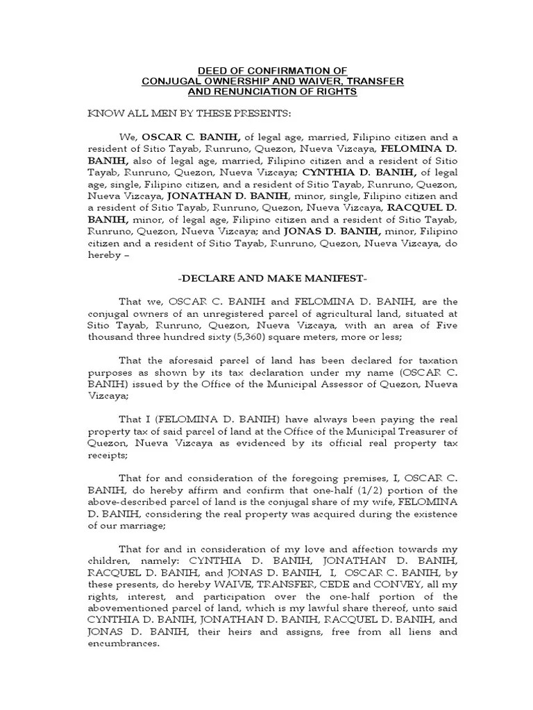 Deed of Confirmation Of Law And Economics Taxes