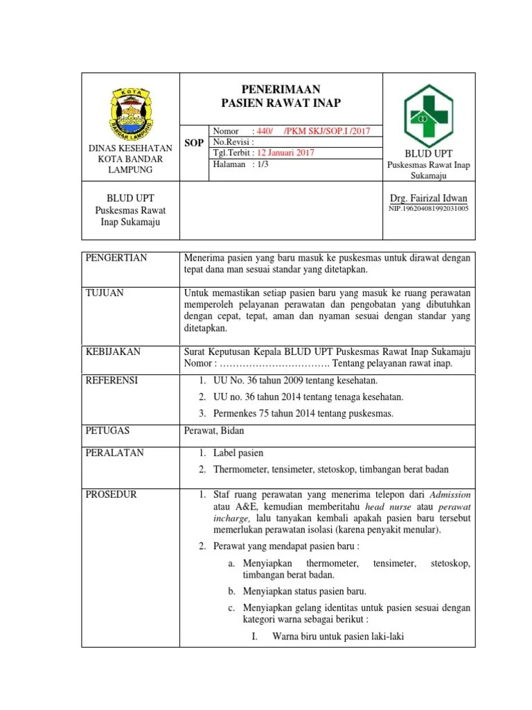 Sop Pasien Rawat Inap