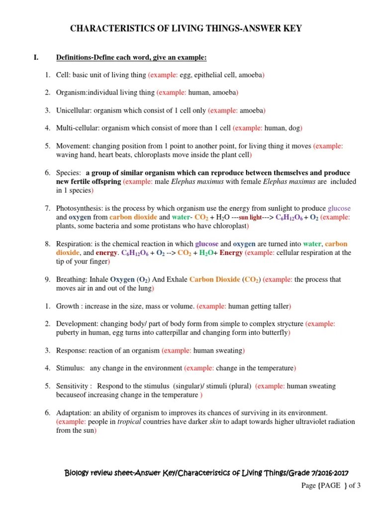 CHARACTERISTICS OF LIVING THINGS REVIEW SHEETAnswer key.pdf