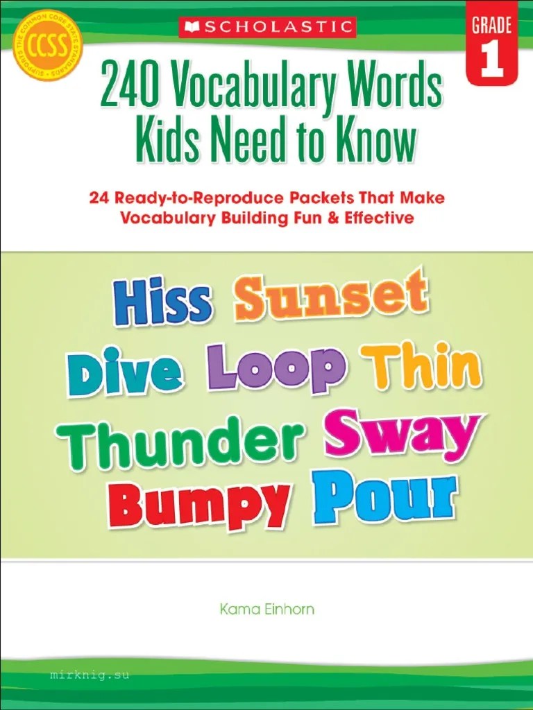 240 Vocabulary Words Kids Need To Know, Grade 1 PDF Phonics