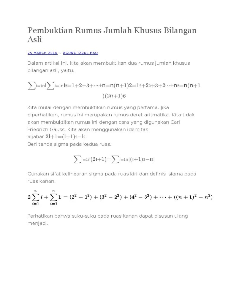 Pembuktian Rumus Deret Aritmatika – Dengan