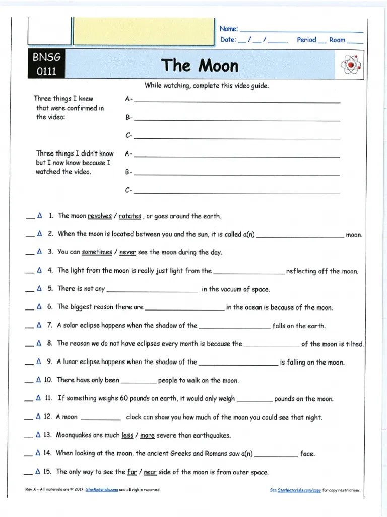 Bill Nye Moon Phases | PDF
