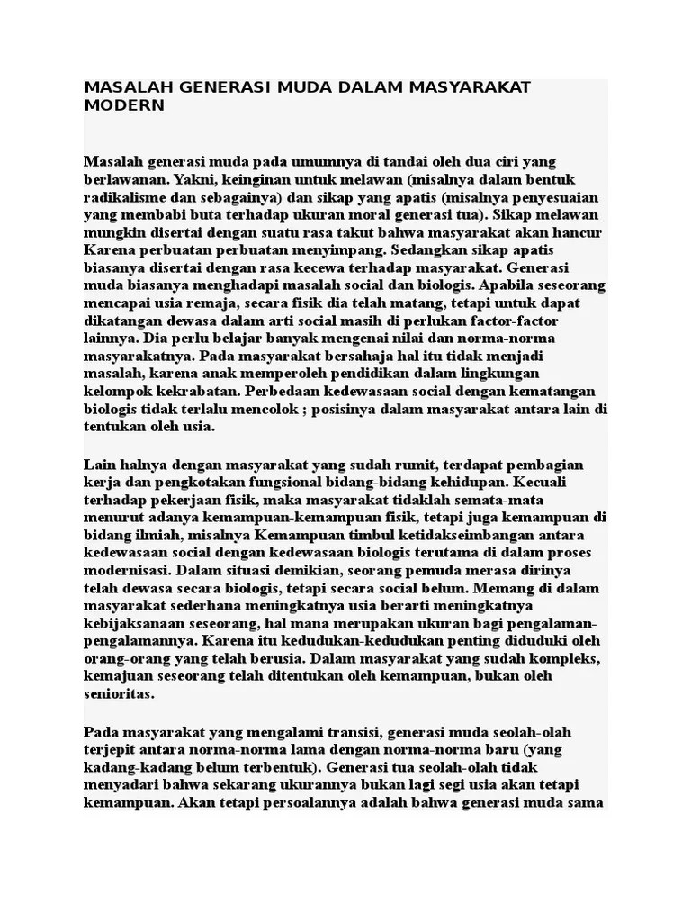 Masalah Generasi Muda Dalam Masyarakat Modern PDF
