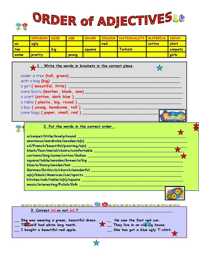 Order of Adjectives Design Fashion
