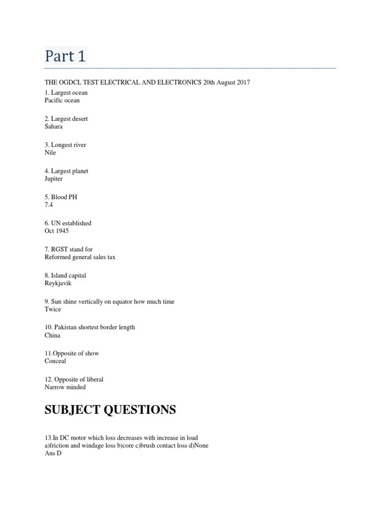 Electrical NTS Mcqs PDF Rectifier Field Effect Transistor
