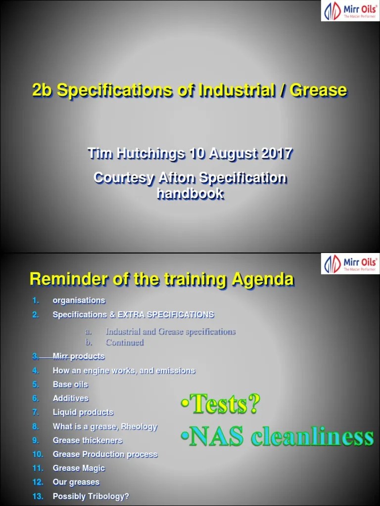 2b Industrial and Grease Specifications CTD Chemical Substances