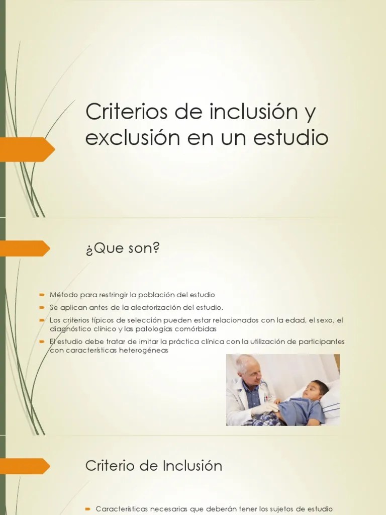 Criterios de Inclusión y Exclusión en Un Estudio