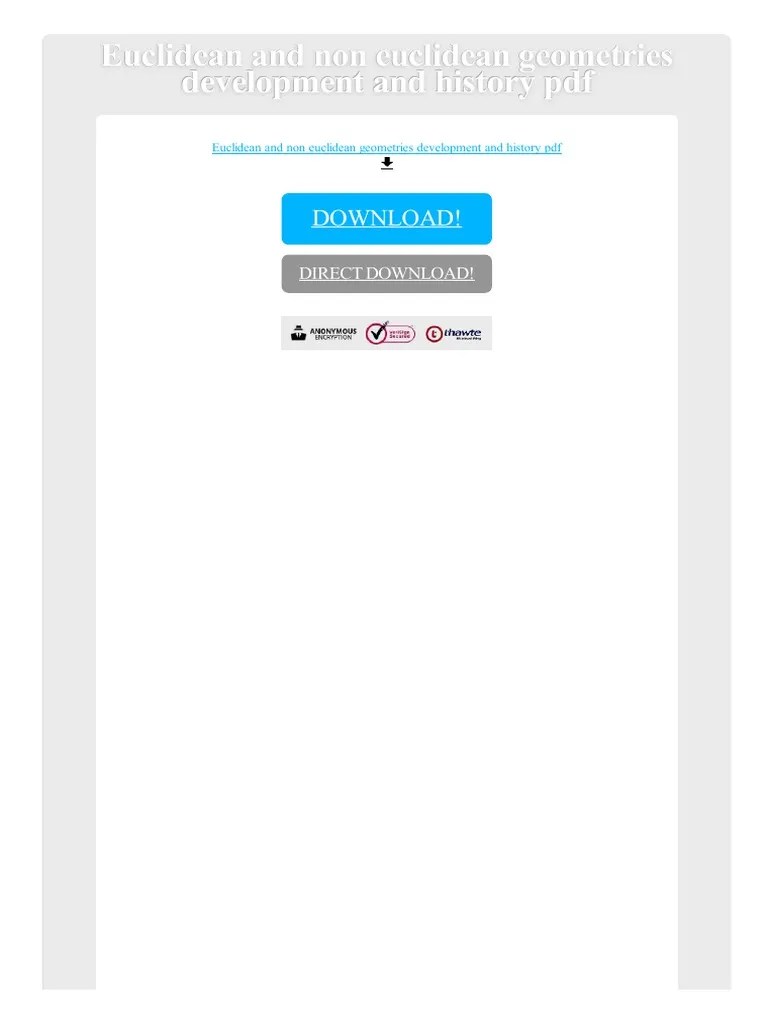 Euclidean and Non Euclidean Geometries Development and History PDF