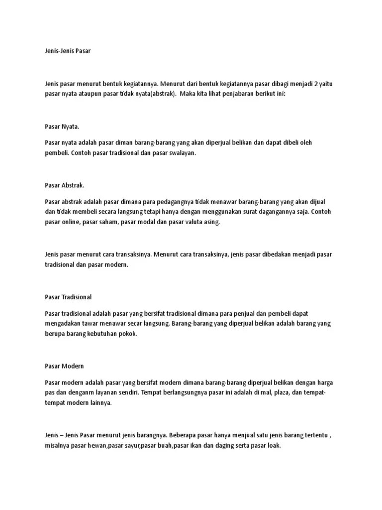 Jenis Jenis Pasar | PDF