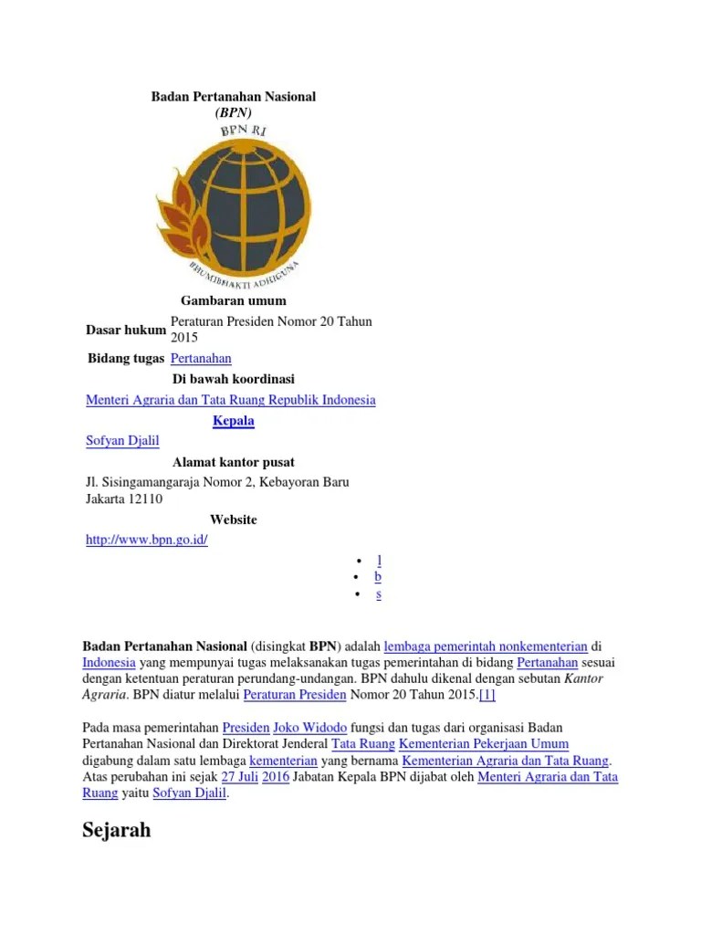 Badan Pertanahan Nasional | PDF