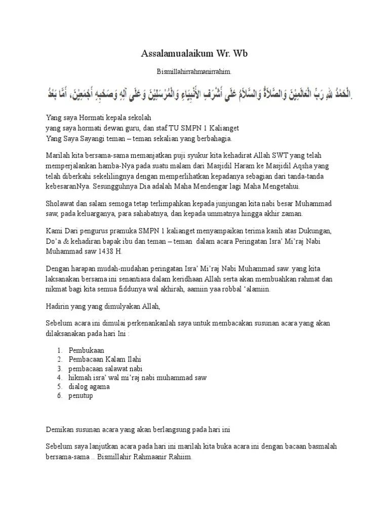 Kumpulan Contoh Pembukaan Acara Isra Miraj - Kumpulan Contoh Teks MC