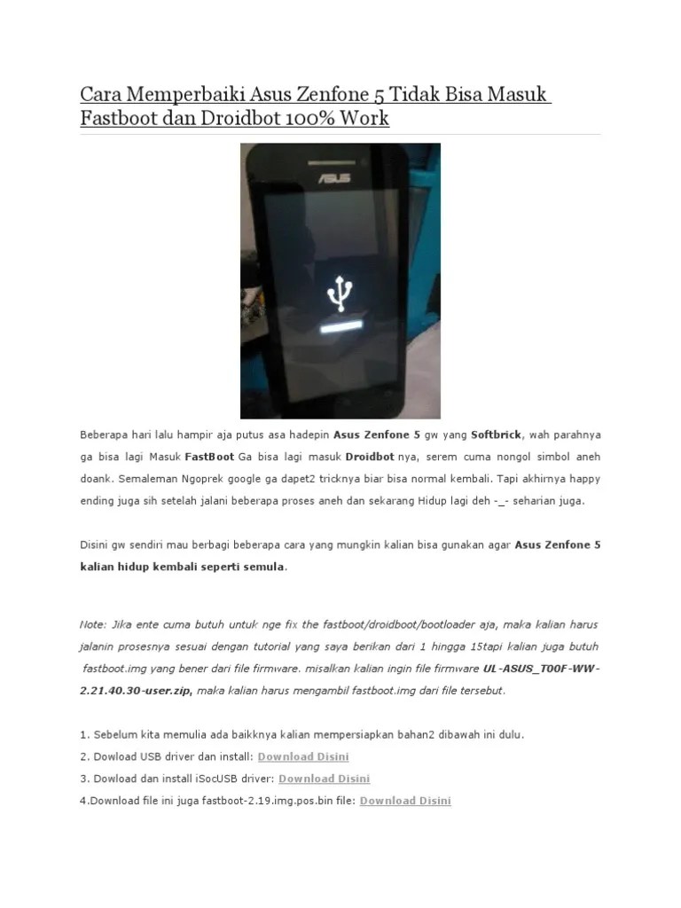 Cara Memperbaiki Asus Zenfone 5 Tidak Bisa Masuk Fastboot
