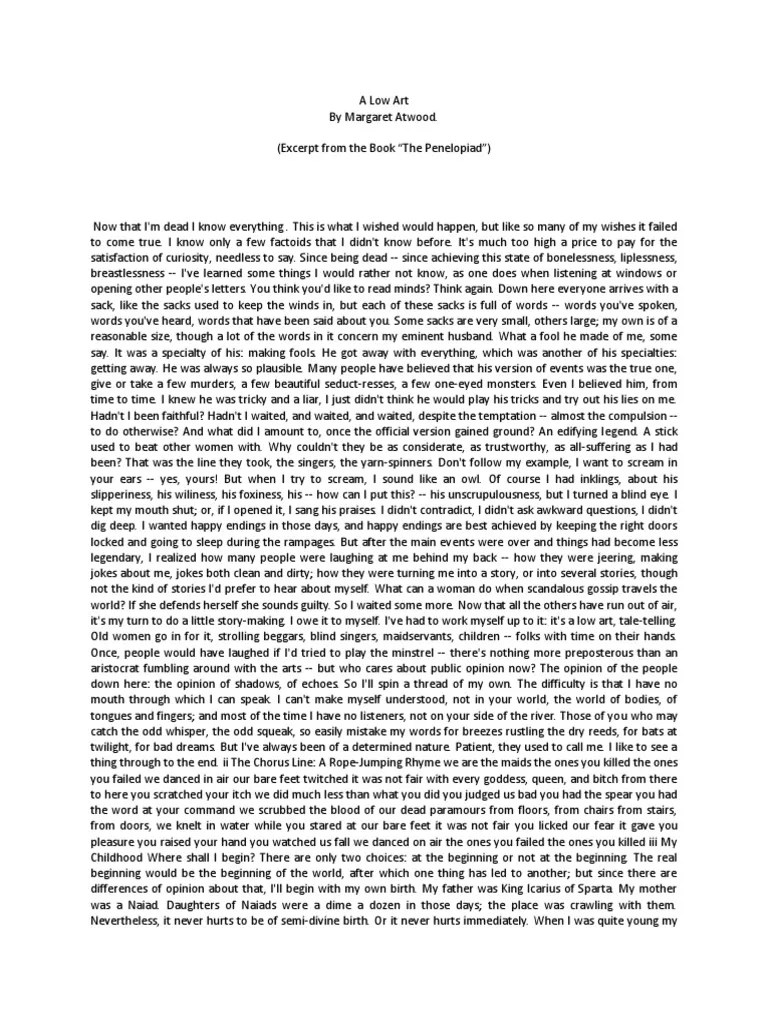 A Low Art by Margaret Atwood