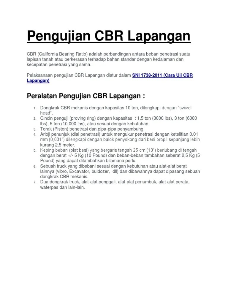 Pengujian CBR Lapangan