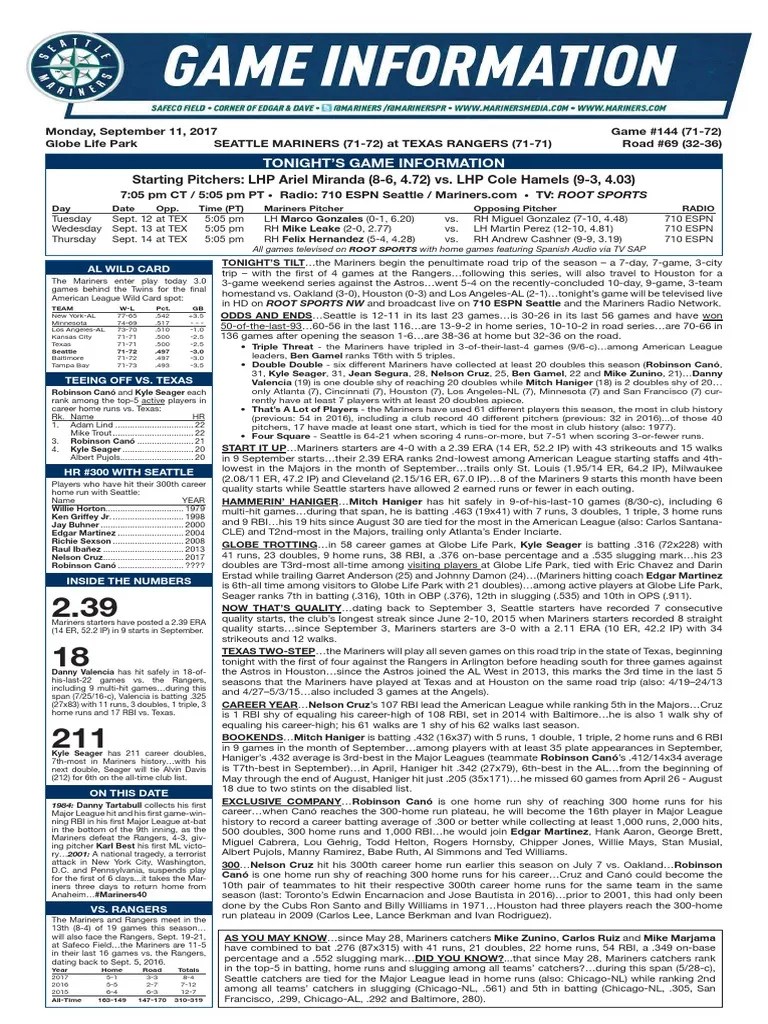 09.11.17 Game Notes.pdf Home Run Baseball Positions