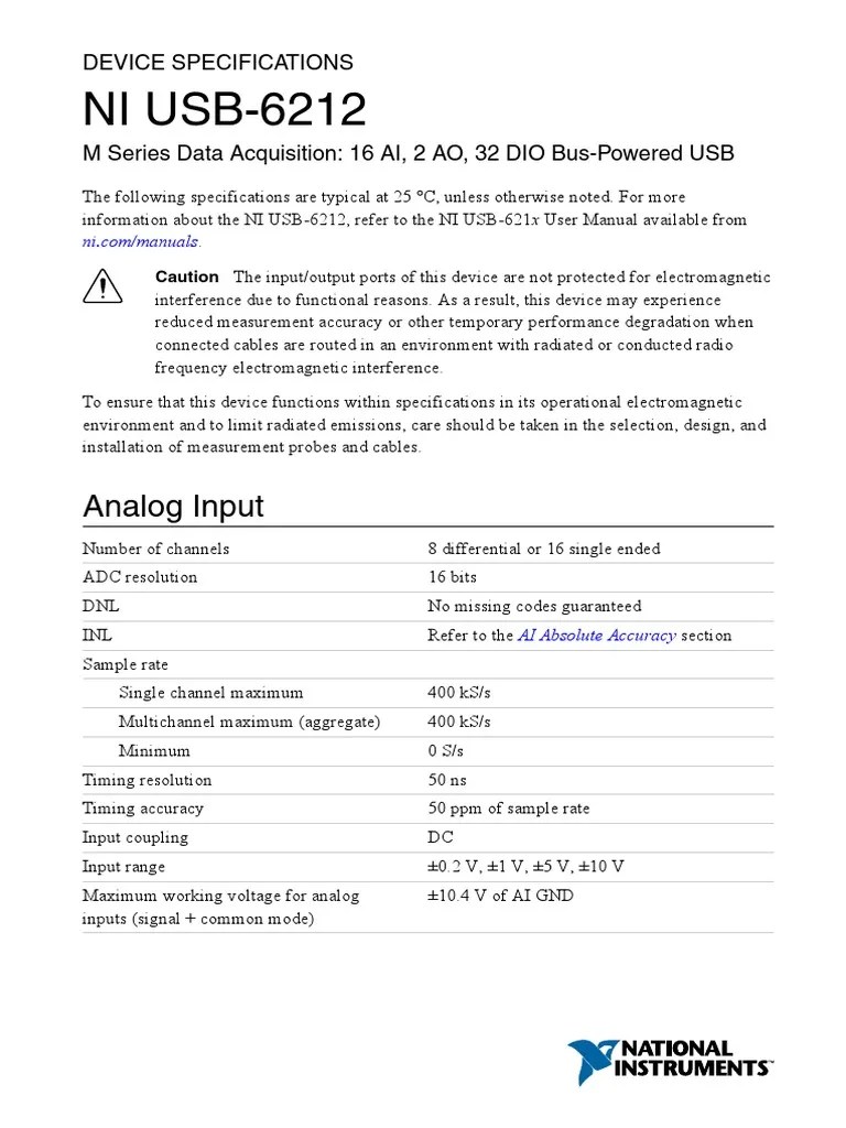 NI6212 | PDF | Usb | Electromagnetic Compatibility