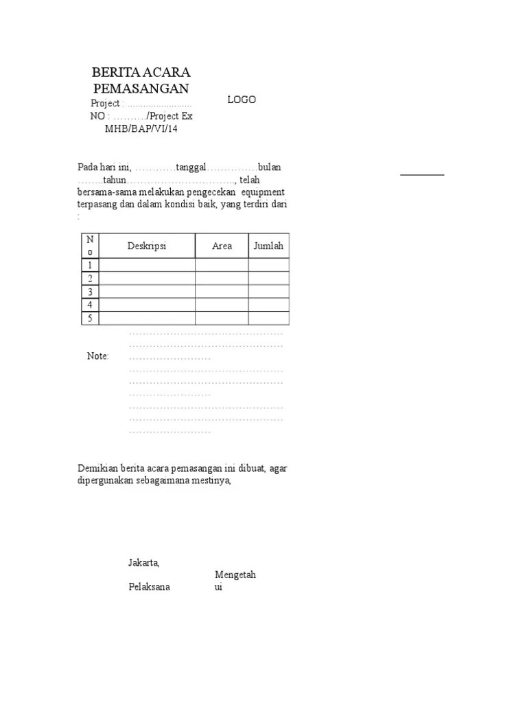 Berita Acara Pemasangan | PDF