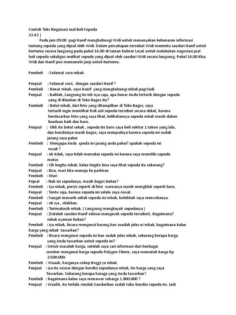 Contoh Teks Negosiasi Penjual Dan Pembeli – Berbagai Contoh